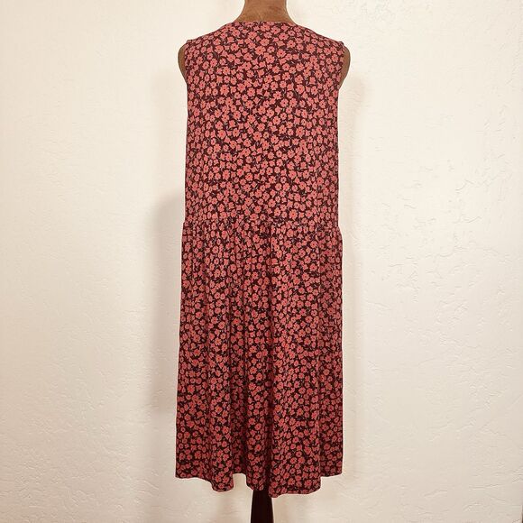 Old Navy Womens Sleeveless Midi dress Size Large Red Boho Sustainable Timeless - Picture 4 of 11